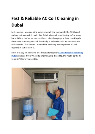 Fast & Reliable AC Coil Cleaning in Dubai