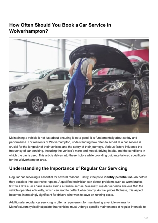How Often Should You Book a Car Service in Wolverhampton