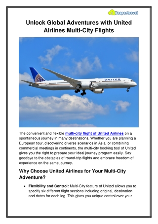 Unlock Global Adventures with United Airlines Multi-City Flights