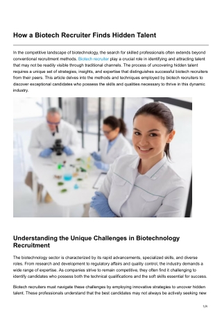 How a Biotech Recruiter Finds Hidden Talent