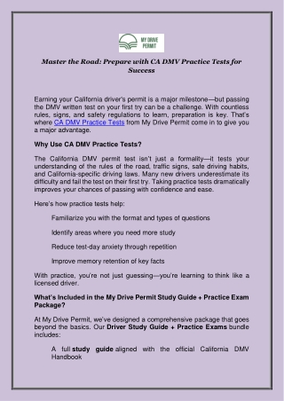 Master the Road: Prepare with CA DMV Practice Tests for Success