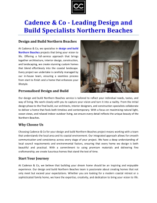 Cadence & Co - Leading Design and Build Specialists Northern Beaches