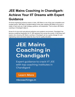 JEE Mains Coaching in Chandigarh_ Achieve Your IIT Dreams with Expert Guidance