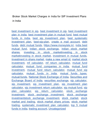 Broker Stock Market Charges in India for SIP Investment Plans in India