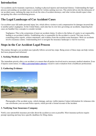Navigating the Legal Process: Understanding Car Accident Cases