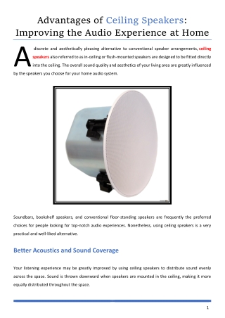Advantages of Ceiling Speakers - Improving the Audio Experience at Home