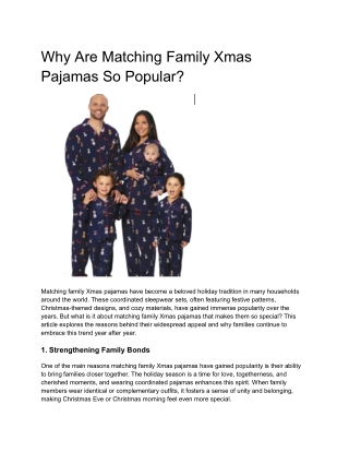Why Are Matching Family Xmas Pajamas So Popular?