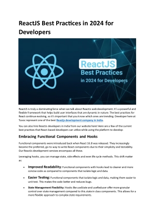 ReactJS Best Practices in 2024 for Developers