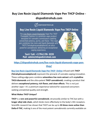Buy Live Rosin Liquid Diamonds Vape Pen THCP Online - dispodistrohub