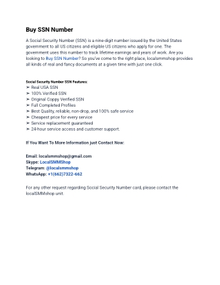 Rapid Service Site To Buy SSN Number