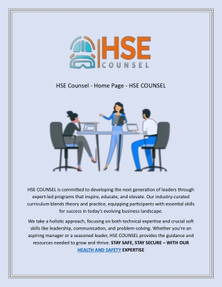 HSE Counsel - Home Page - HSE COUNSEL