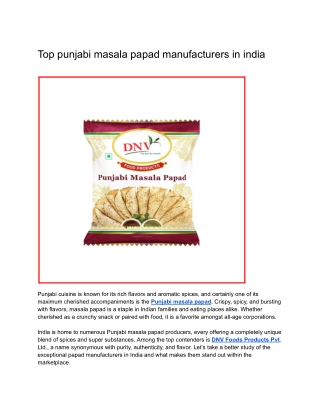 Top punjabi masala papad manufacturers in india