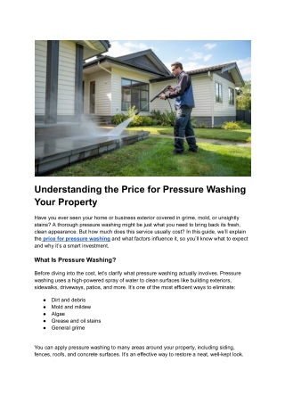 understanding the price for pressure washing your