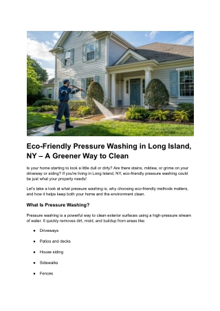 Post 7 - Eco-Friendly Pressure Washing in Long Island, NY – A Greener Way to Clean