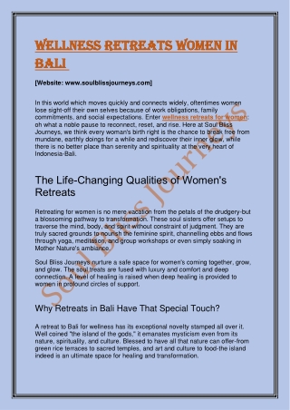 Wellness Retreats Women in Bali