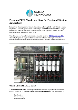 Premium PTFE Membrane Filter for Precision Filtration Applications