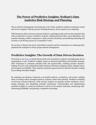 the power of predictive insights nodiant s data