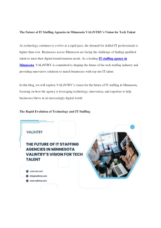 The Future of IT Staffing Agencies in Minnesota VALiNTRY