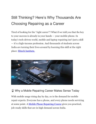 Still Thinking Here’s Why Thousands Are Choosing Repairing as a Career