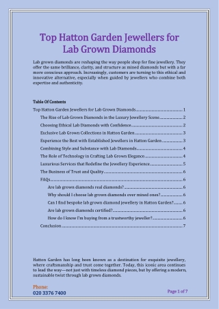 Top Hatton Garden Jewellers for Lab Grown Diamonds