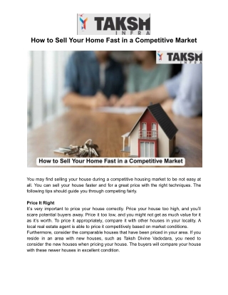 How to Sell Your Home Fast in a Competitive Market