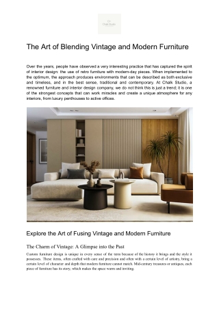 Blend Vintage & Modern Furniture for Timeless Interiors