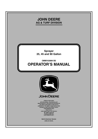John Deere 45 Gallon Sprayer Operator’s Manual Instant Download (Publication No.OMM163884)