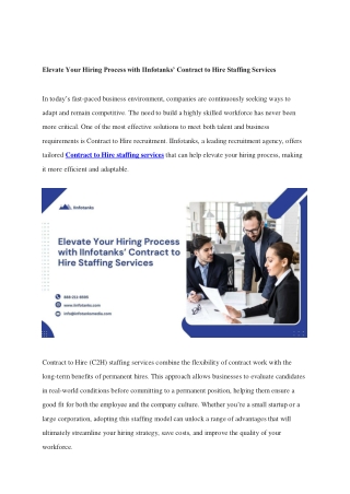 Elevate Your Hiring Process with IInfotanks’ Contract to Hire Staffing Services
