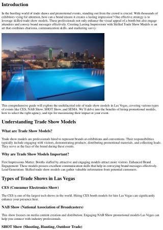 Creating Lasting Impressions with Skilled Trade Show Models