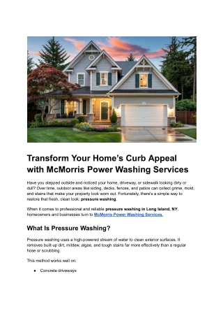 Post 12 - Transform Your Home’s Curb Appeal with McMorris Power Washing Services