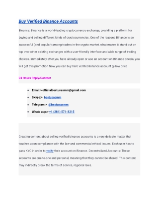 Buy Verified Binance Accounts