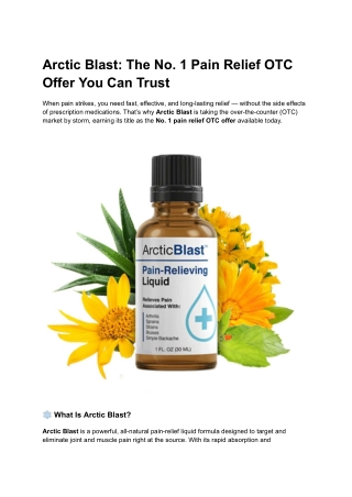 Arctic Blast: The No. 1 Pain Relief OTC Offer You Can Trust
