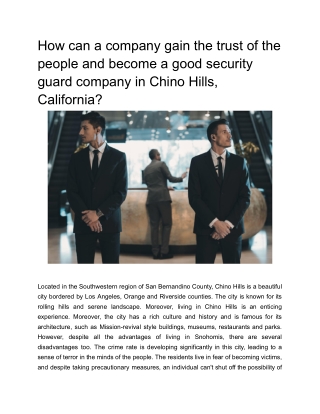 How can a company gain the trust of the people and become a good security guard company in Chino Hills, California