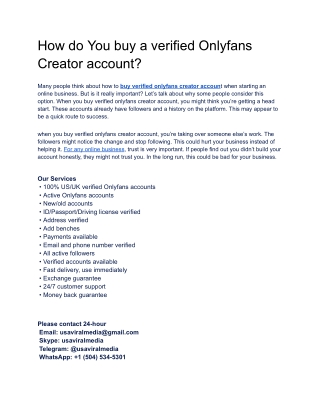 How do You buy a verified Onlyfans Creator account?