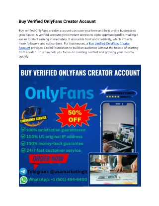 Buy OnlyFans Creator Accounts with Full Verification – Start Earning Today
