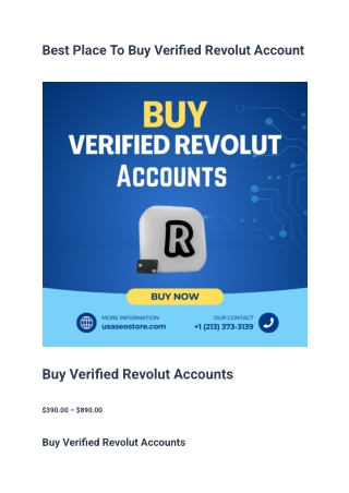 Best Place To Buy Verified Revolut Account