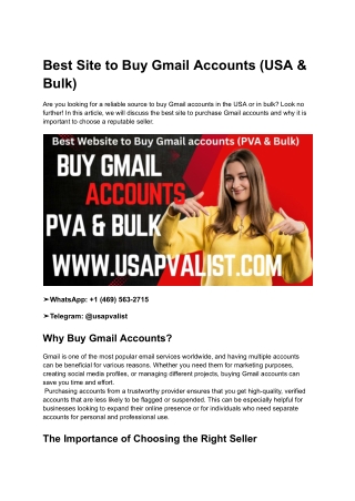 Best Site to Buy Gmail Accounts (USA & Bulk)