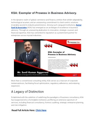 KSA_ Exemplar of Prowess in Business Advisory.
