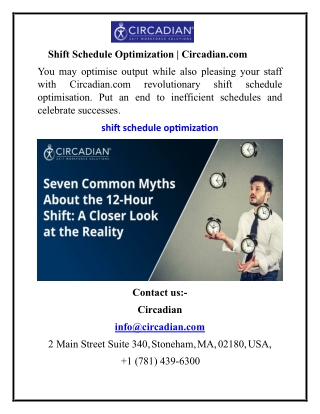 shift schedule optimization circadian com