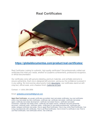 Real Certificates PDF