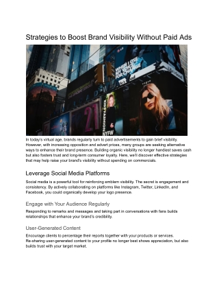 _Strategies to Boost Brand Visibility Without Paid Ads