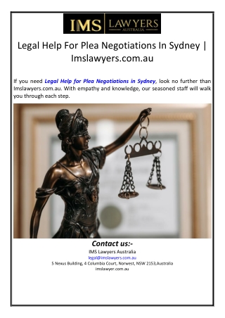 Legal Help For Plea Negotiations In Sydney | Imslawyers.com.au