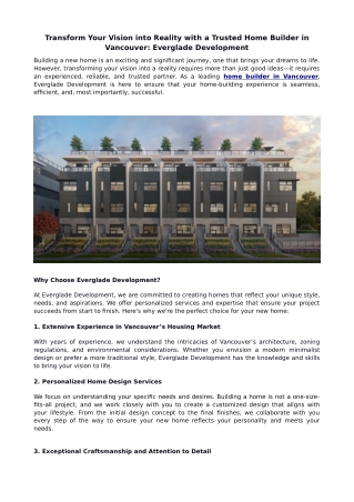 Transform Your Vision into Reality with a Trusted Home Builder in Vancouver_ Everglade Development