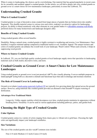 Crushed Granite as Ground Cover: A Smart Choice for Low Maintenance Landscapes