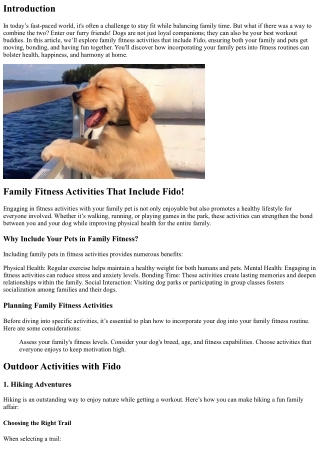 Family Fitness Activities That Include Fido!