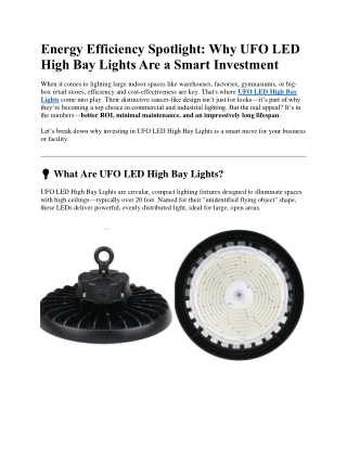 Energy Efficiency Spotlight Why UFO LED High Bay Lights Are a Smart Investment