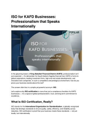 iso for kafd businesses professionalism that speaks internationally