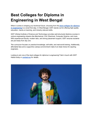 best colleges for diploma in engineering in west