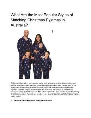 What Are the Most Popular Styles of Matching Christmas Pyjamas in Australia?