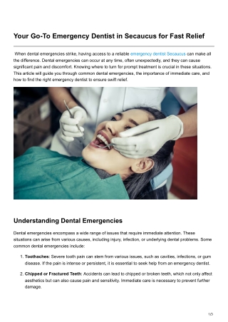 Your Go-To Emergency Dentist in Secaucus for Fast Relief